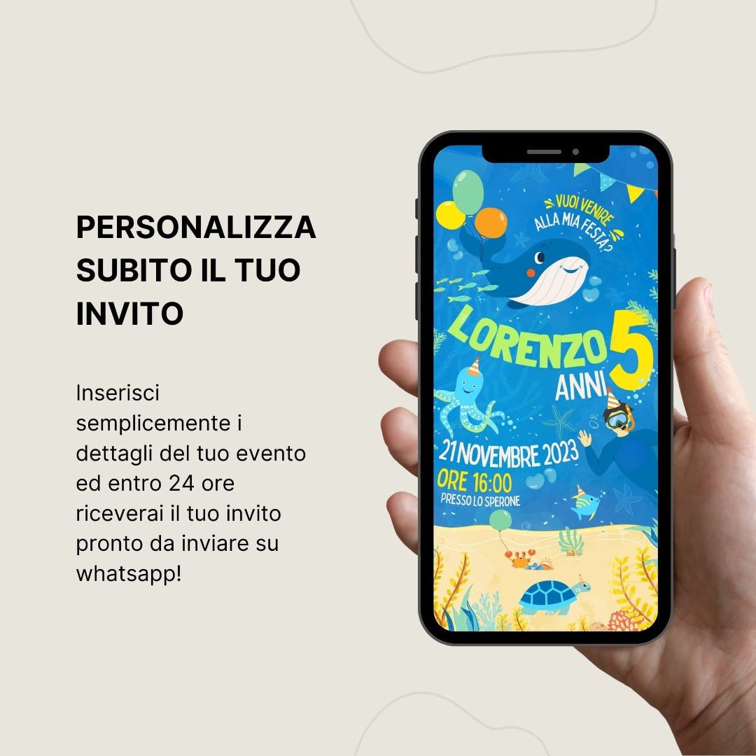 Invito Compleanno Whatsapp personalizzato | Tema In fondo al Mar - InvitiParty