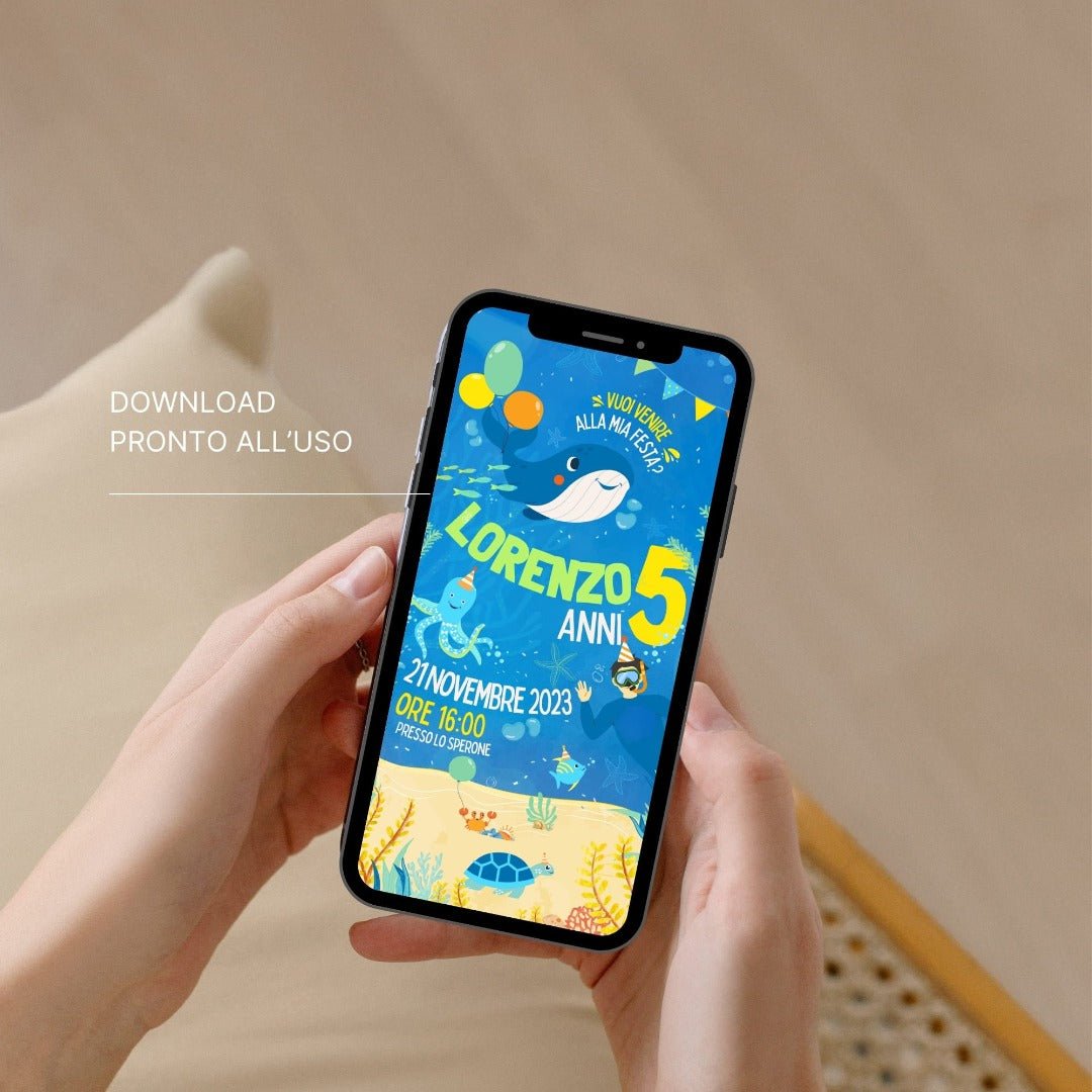 Invito Compleanno Whatsapp personalizzato | Tema In fondo al Mar - InvitiParty