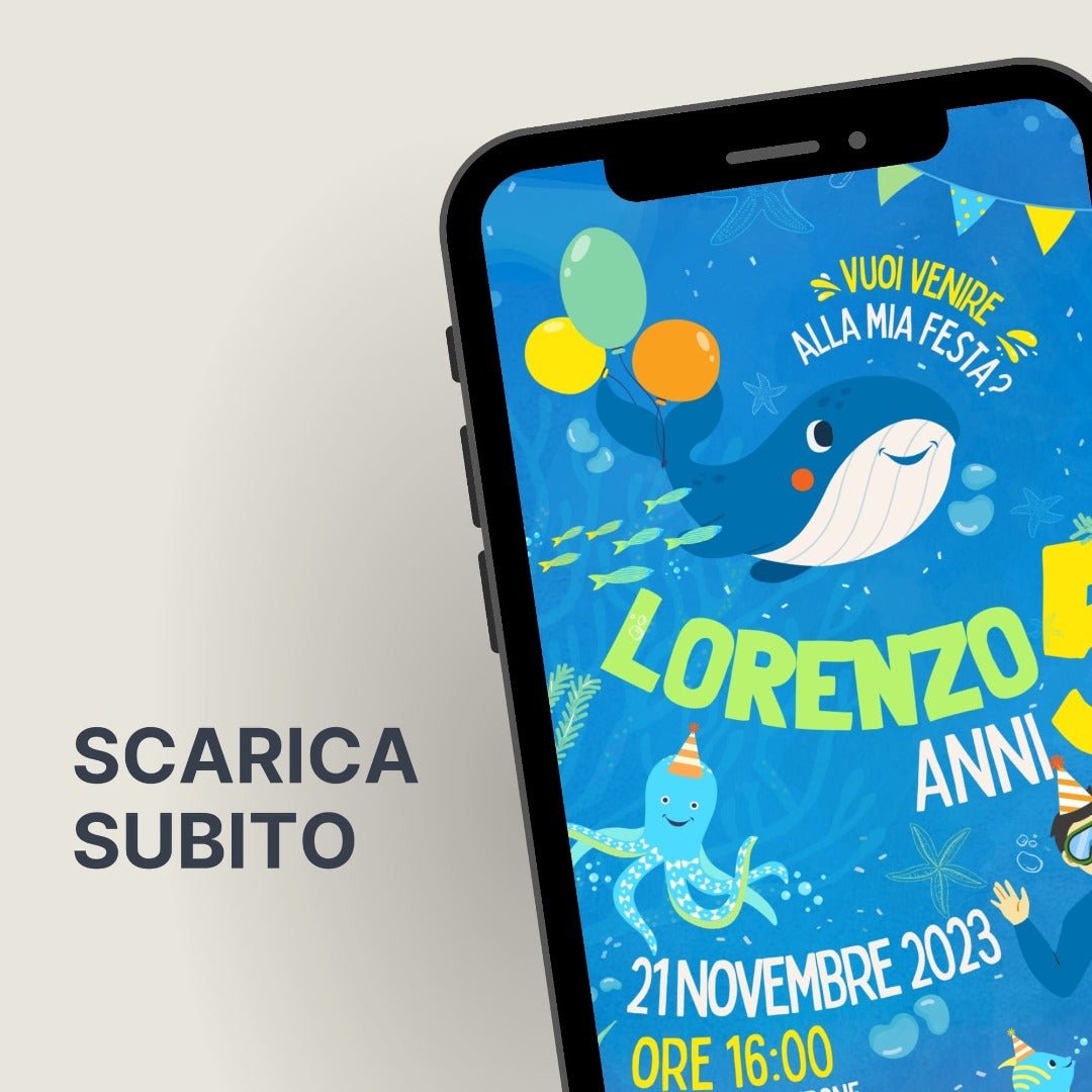 Invito Compleanno Whatsapp personalizzato | Tema In fondo al Mar - InvitiParty